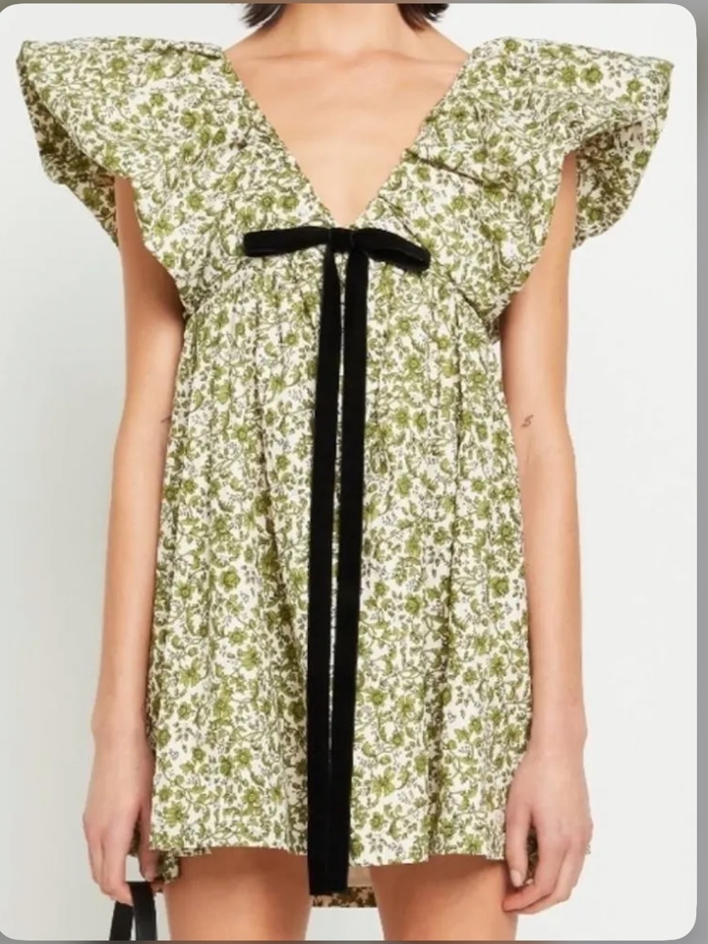 DUPE for Anthropologie "Opt Didi" floral babydoll dress, ruffled shoulder detail